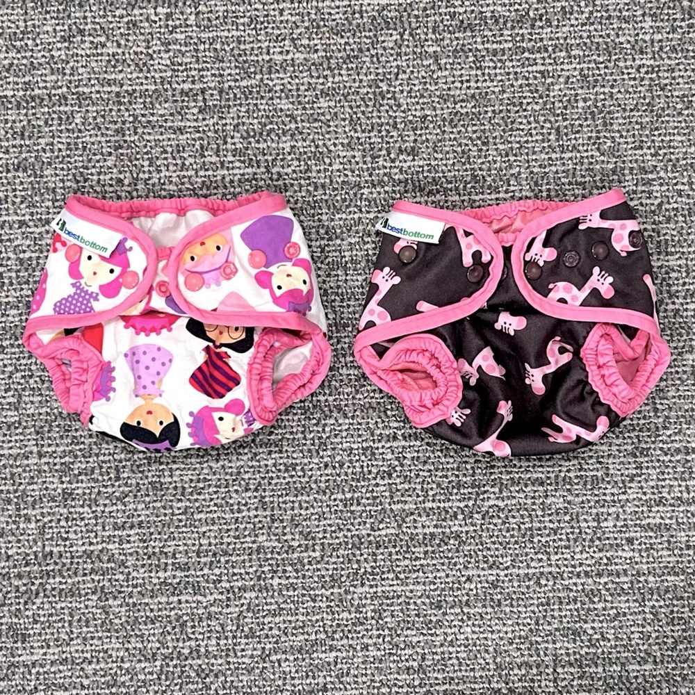 Best Bottoms Girls Cloth Diaper One Size Cover Set of Two 8lbs - 35lbs Pink